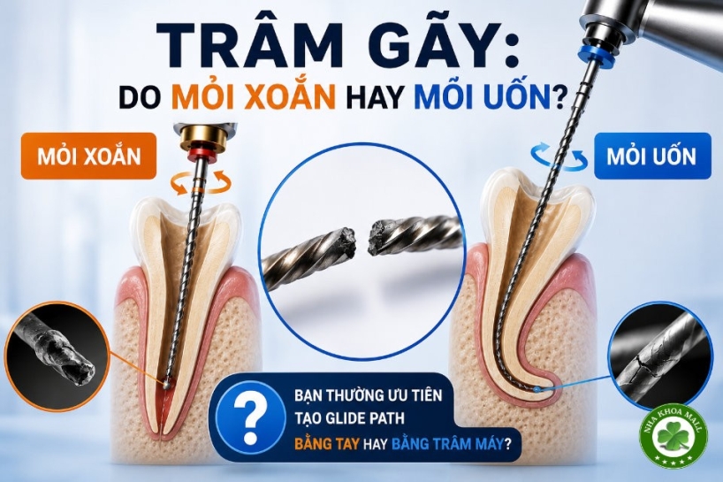 Trâm gãy trong nội nha: do mỏi xoắn hay mỏi uốn?