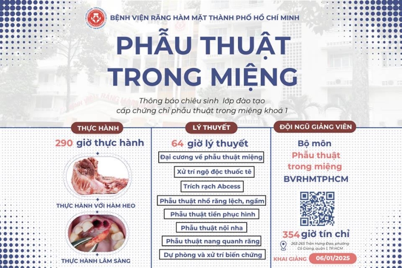 Thông báo chiêu sinh “KHOÁ ĐÀO TẠO CẤP CHỨNG CHỈ PHẪU THUẬT TRONG MIỆNG”